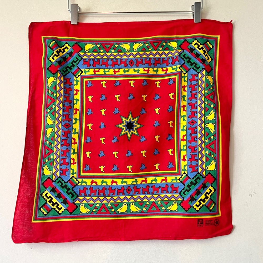 Vintage 80s Southwestern Print Cotton Bandanna Scarf